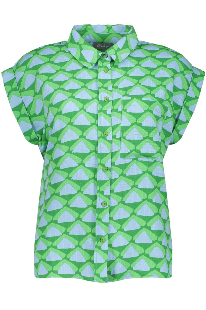 BLOUSE MET BORSTZAK EN PATROON 53489 20 GREEN/BLUE